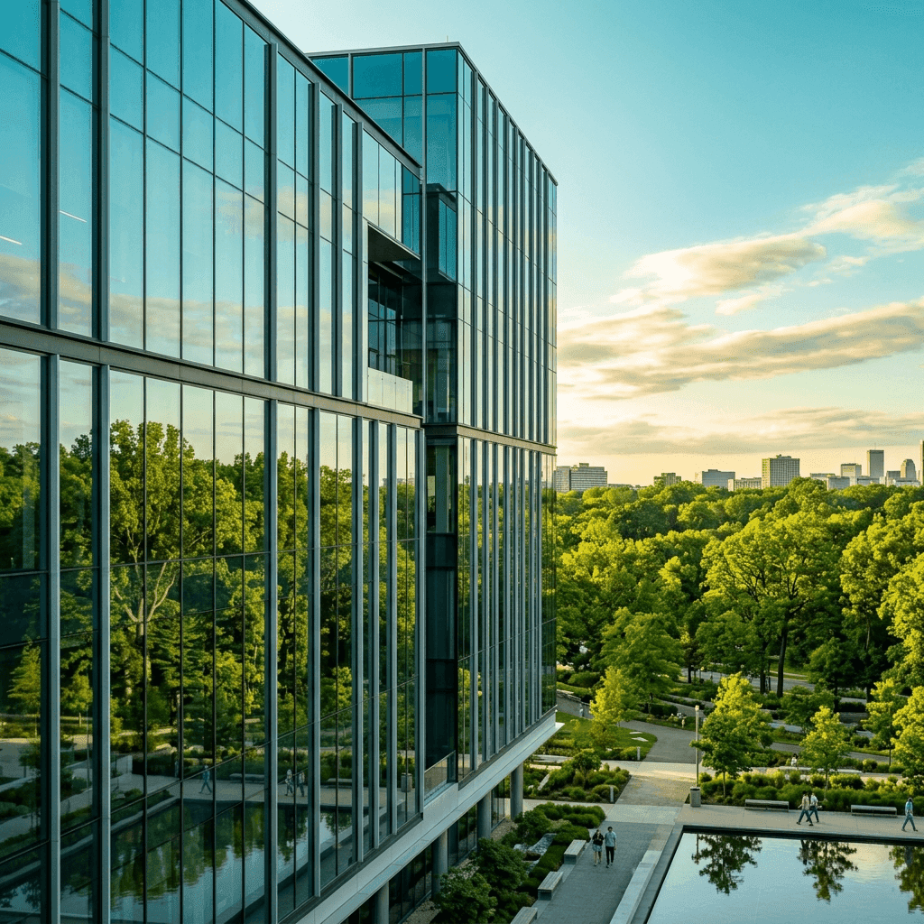 Eco glass building representation